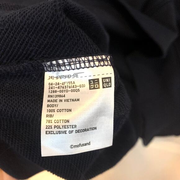 Mofusand x Uniqlo Collab Teddy Meow Printed Embroidered Sweatshirt in Navy S - Picture 6 of 7